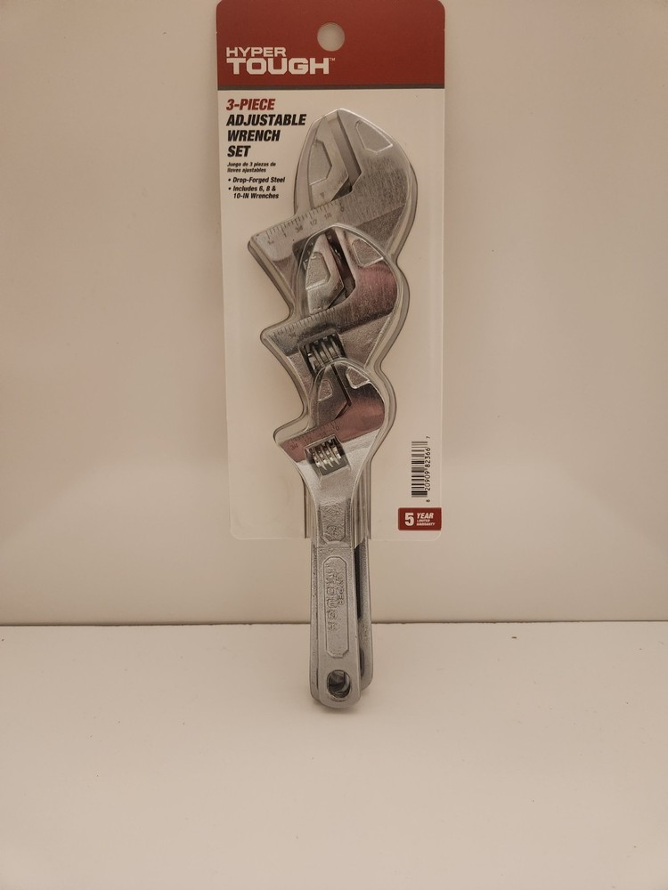 HYPER TOUGH Adjustable Wrench Set • Includes 6” 8” 10” Wrenches