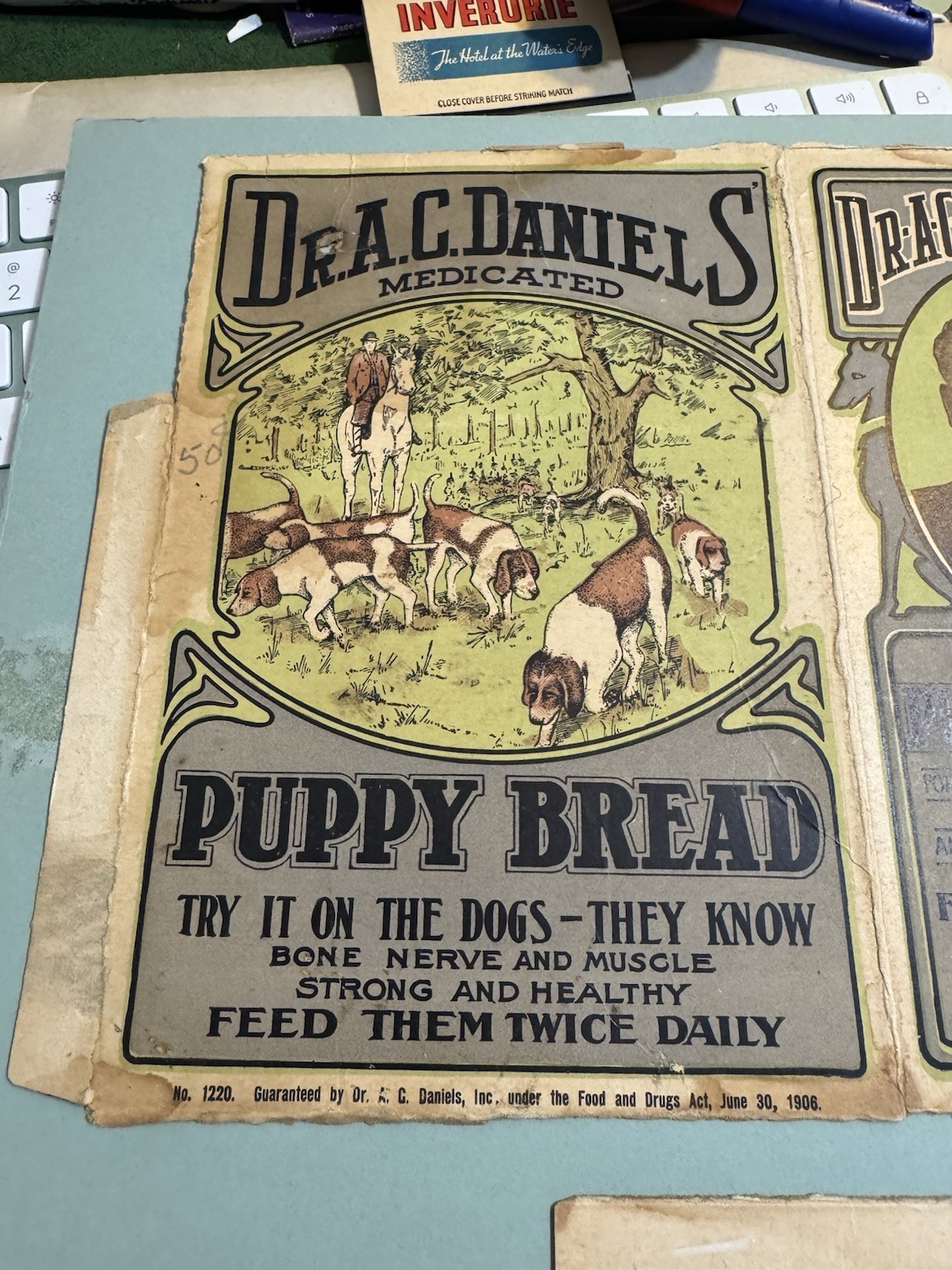DR AC DANIELS PUPPY BREAD DOG BOSTON TERRIER VET VETERINARY MEDICINE BOX 1910s