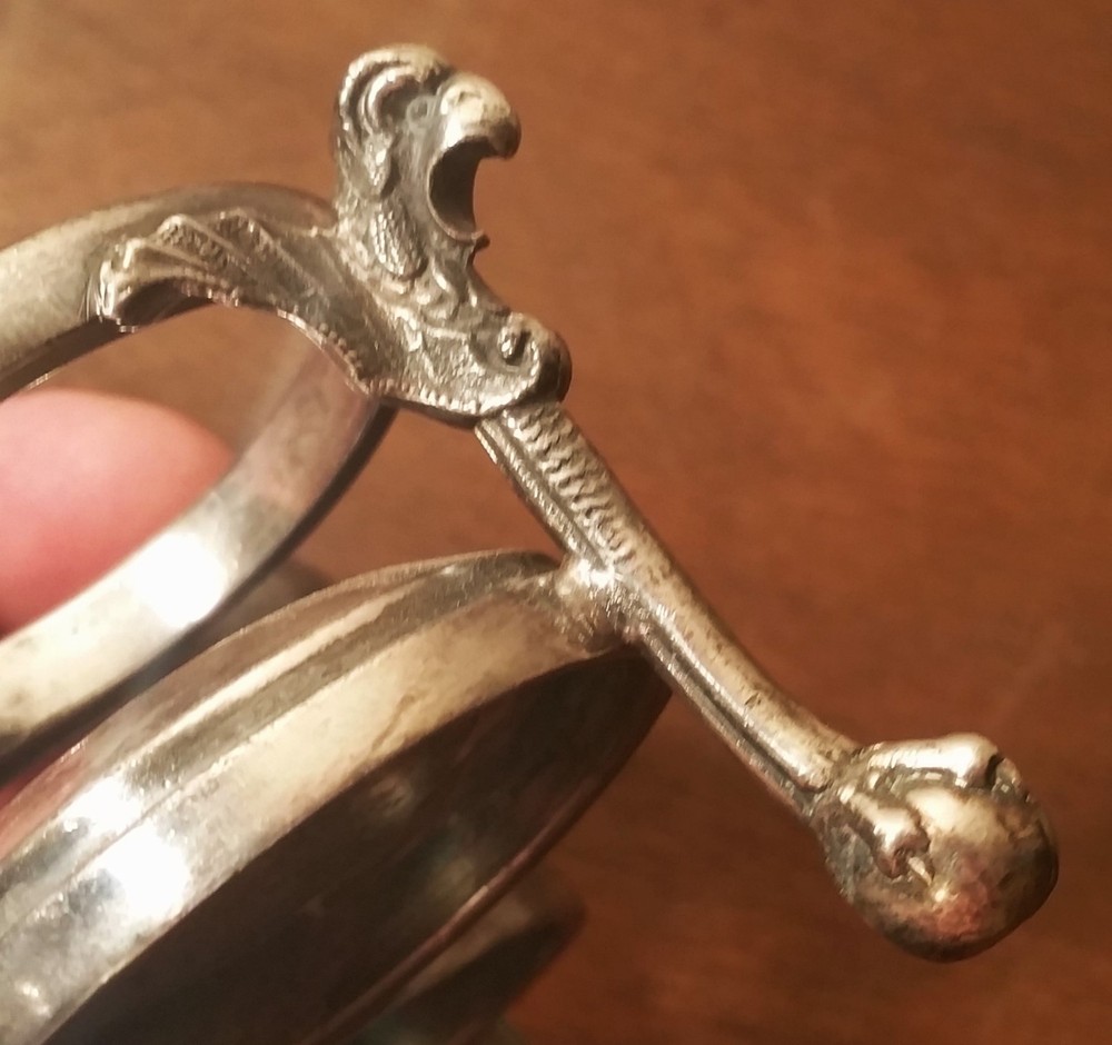 GARGOYLE reed & barton silver plate cruet caddy antique claw foot vampire bat