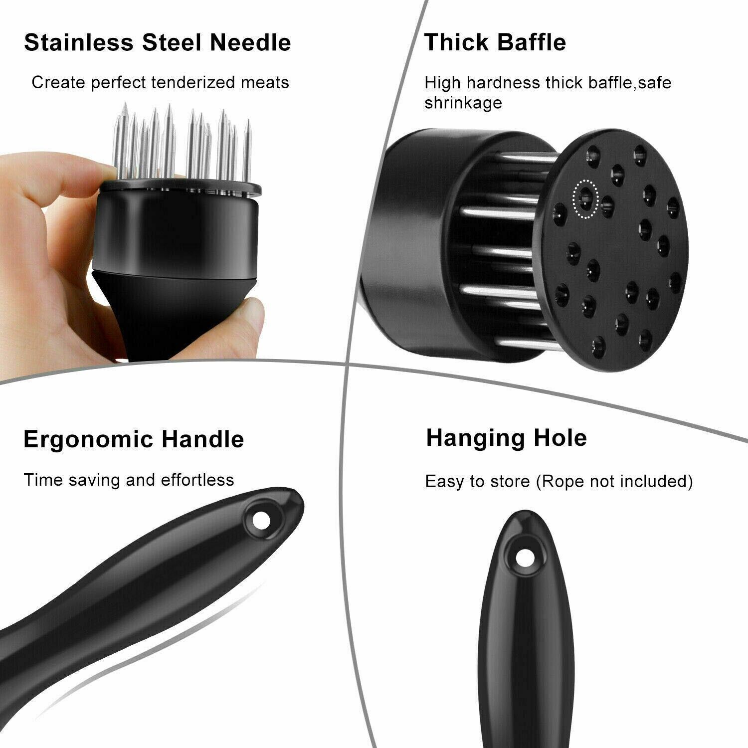 Meat Tenderizer Tool 21Needles Stainless Steel for Tenderizing Kitchen Tool USA