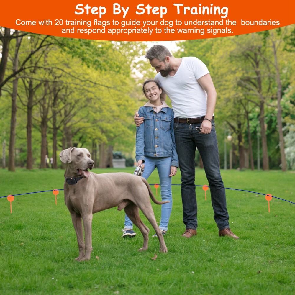 Wireless Dog Fence System w/ 2 Effective Training Modes -Adjustable Fence