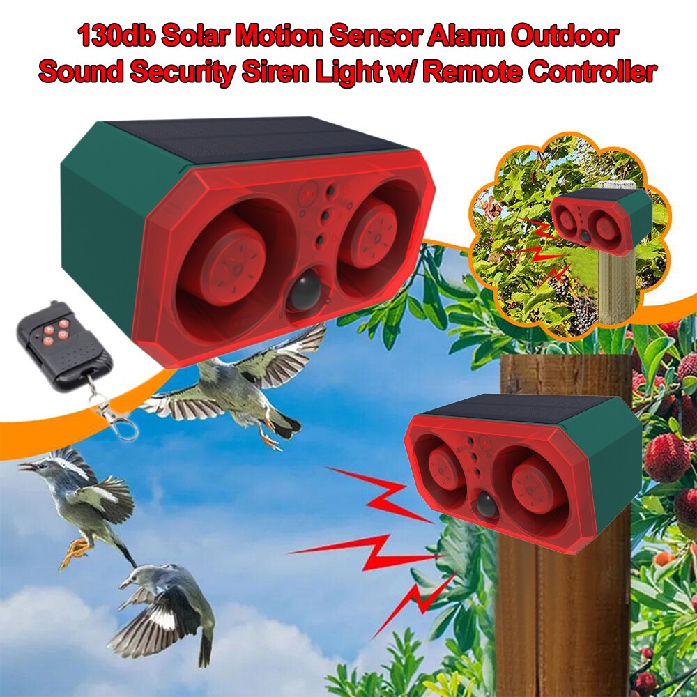 Solar Warning Light 130db with Motion Sensor and Remote