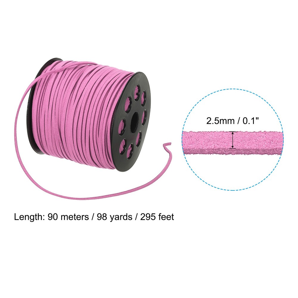 Suede Lanyard String with Roll Spool 98 Yard, Flat Microfiber Cord, Peach Red