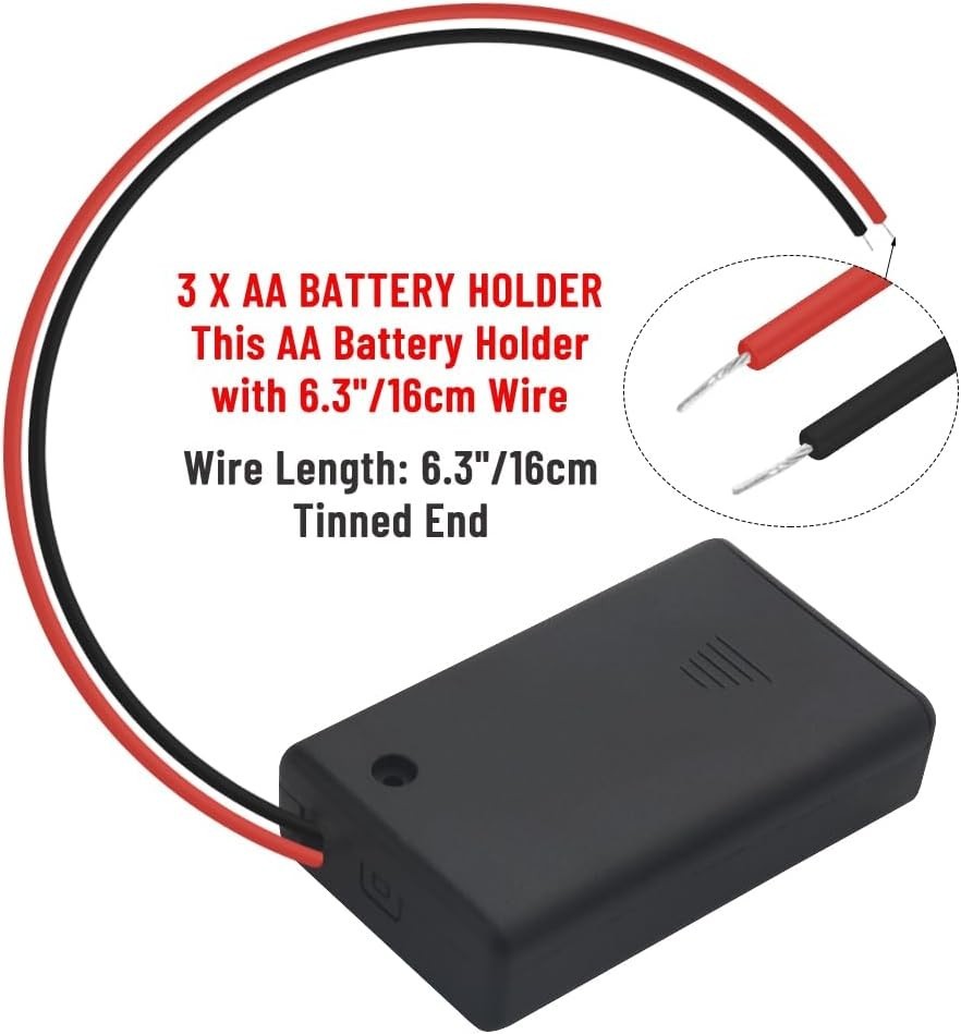 10 PCS AA Battery Holders with Switch for 3 Batteries Electronics Hobby