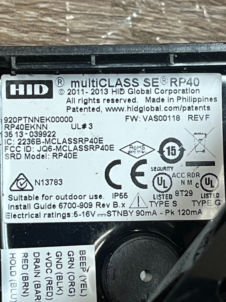 HID multiCLASS SE RP40 RFID Reader 920PTNNEK00000