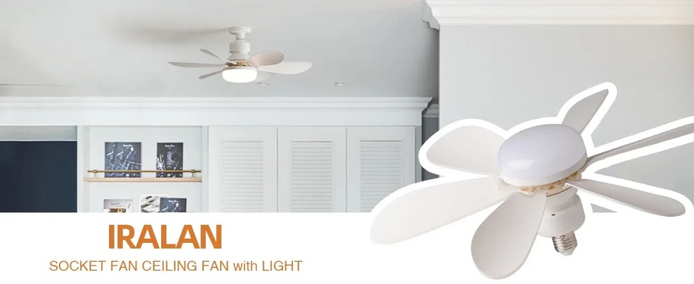 Socket Ceiling Fans with Lights and Remote- Socket Fan light with Dimmable Led