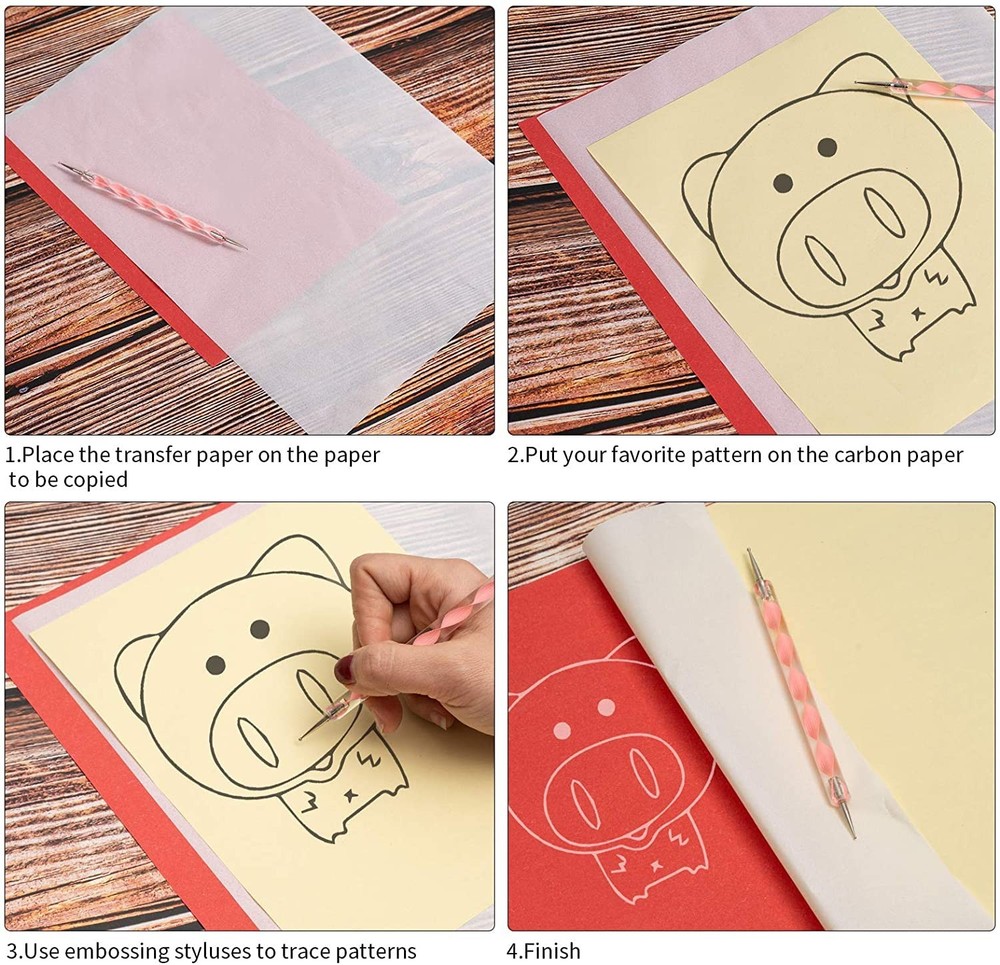 50 Sheets Carbon Paper White Graphite Transfer Tracing and