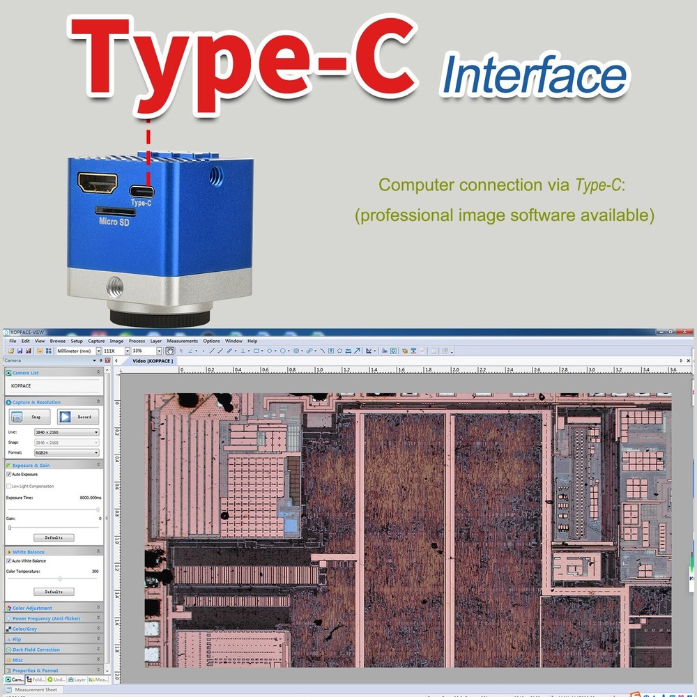 KOPPACE 4K HD Microscope Electronic Eyepiece, 23.2-30 & 30.5mm Interfaces