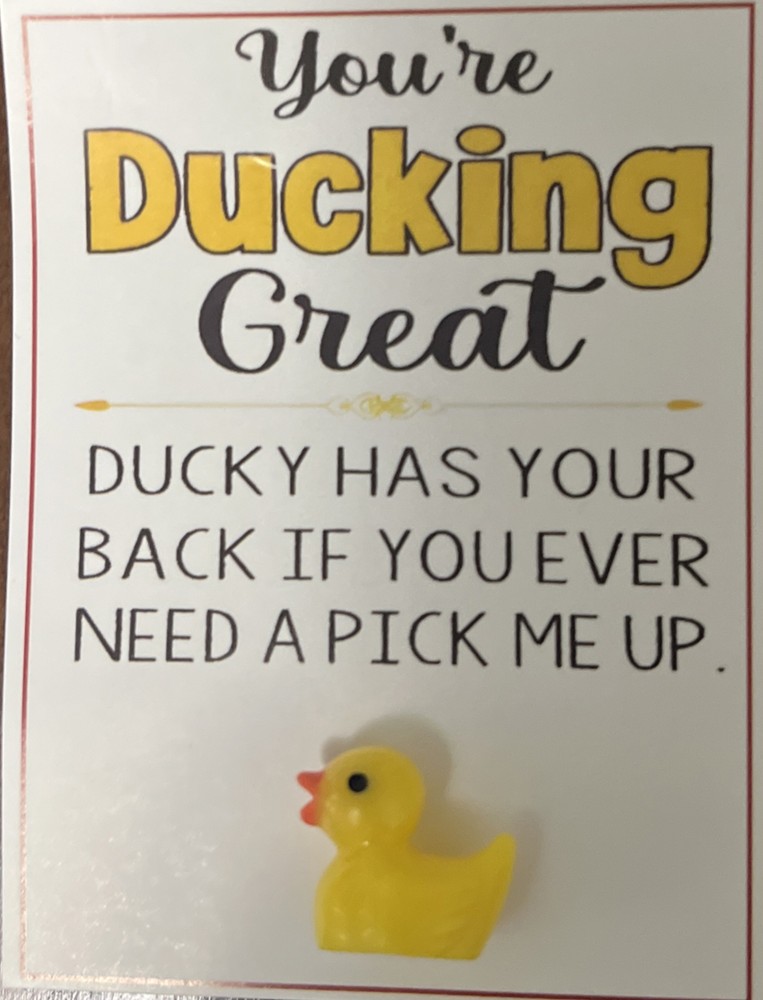Affirmation Card (“You’re Ducking Great”) with Duck Figurine