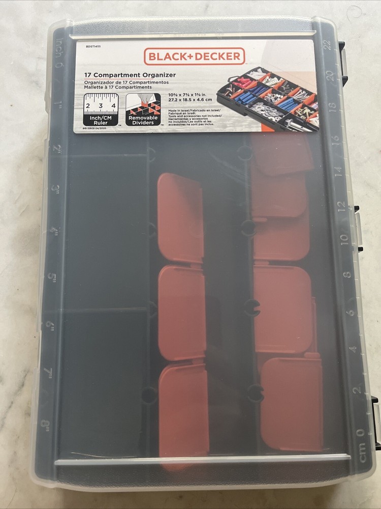 Black + And Decker 17 Compartment Organizer Box For Tool Bits Pieces