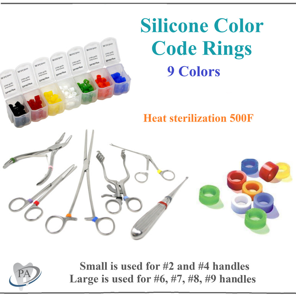 Dental Instrument Silicone Color Code Rings Small(60pc)/Large(60pc) Autoclavable