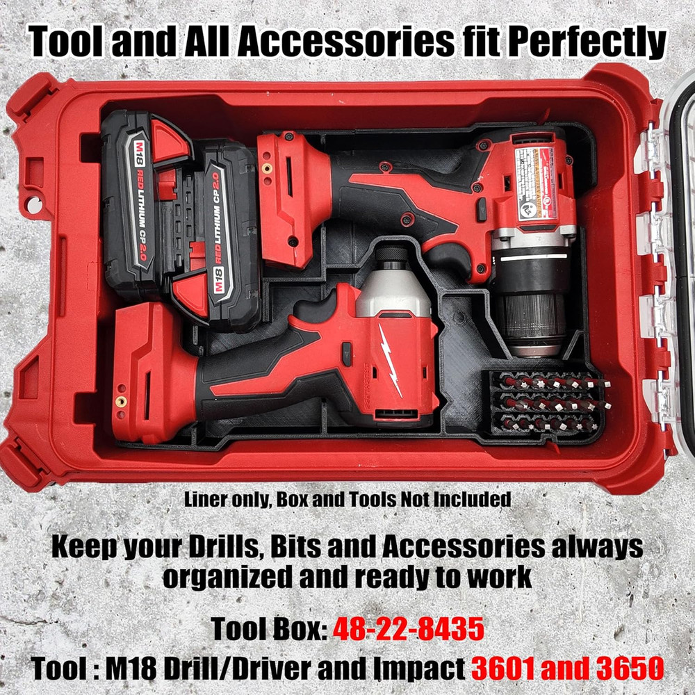 Tidy Tool Drill Driver Organizer Milwaukee M18 Combo Drill/Driver Impact Set