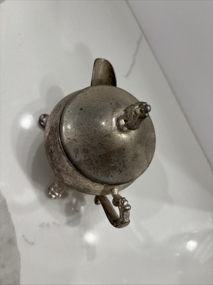 Silver Plated Creamer Dish Footed With Lid Vintage