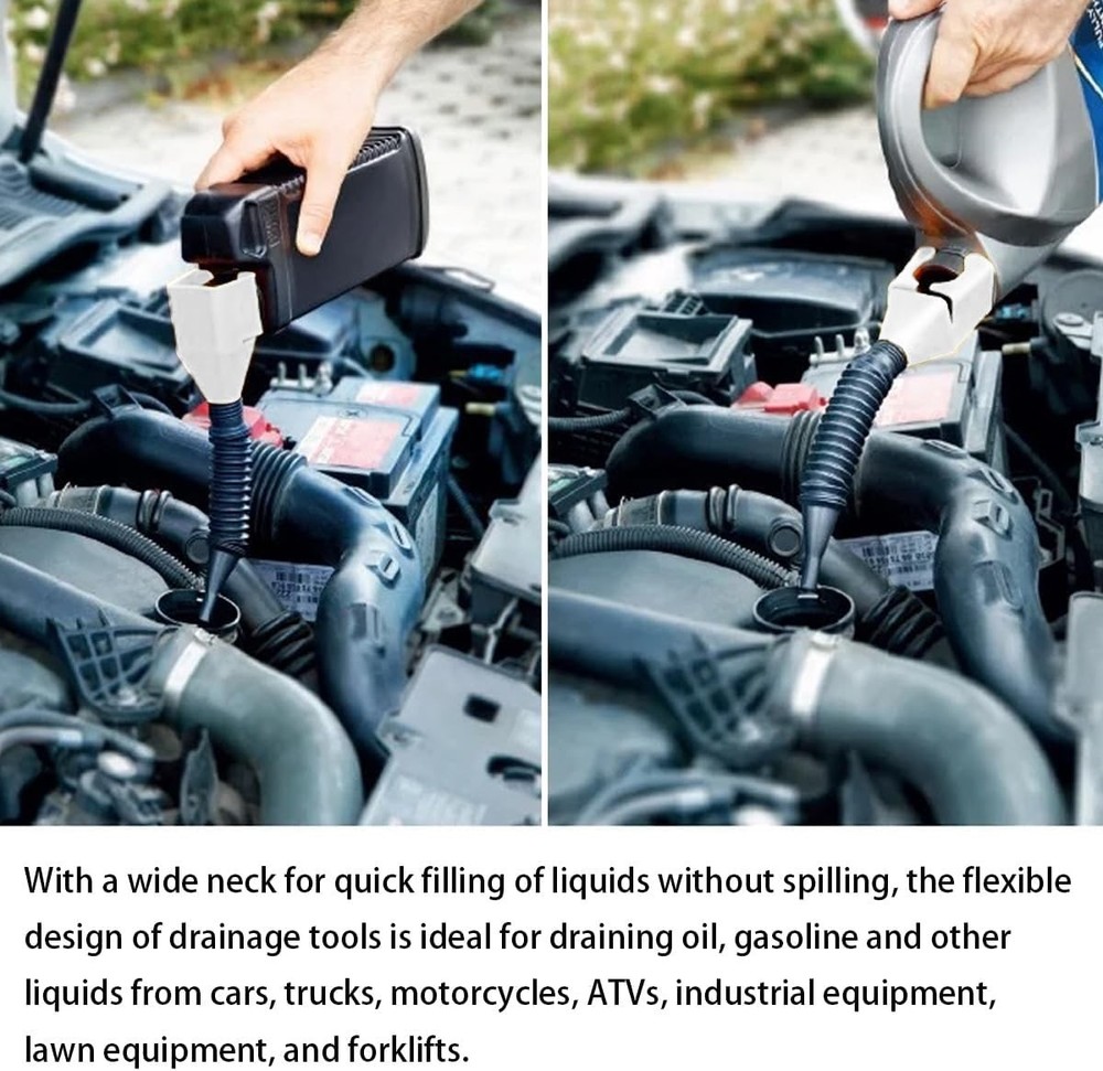 5-Pack Retractable Auto Fuel Funnels - Leak-Proof, Flexible & Durable Plastic...