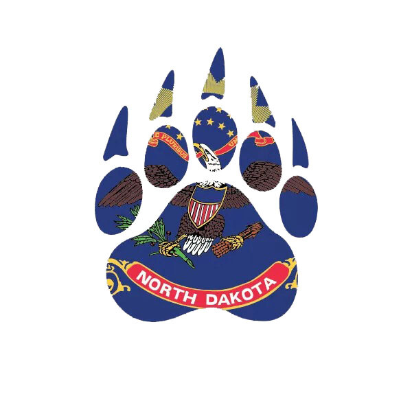 North Dakota State Shaped Bear Print Sticker Decal