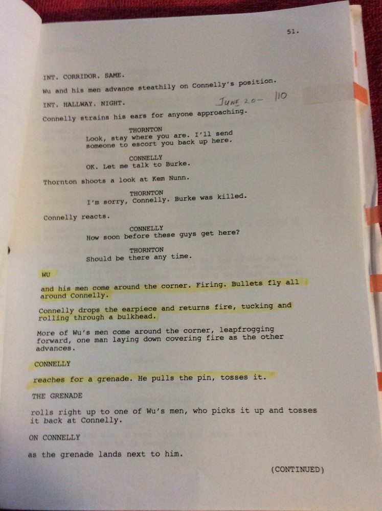 ORIGINAL SCRIPT CHAIN OF COMMAND ROY SCHEIDER MARIA C ALONSO ROGER WADE