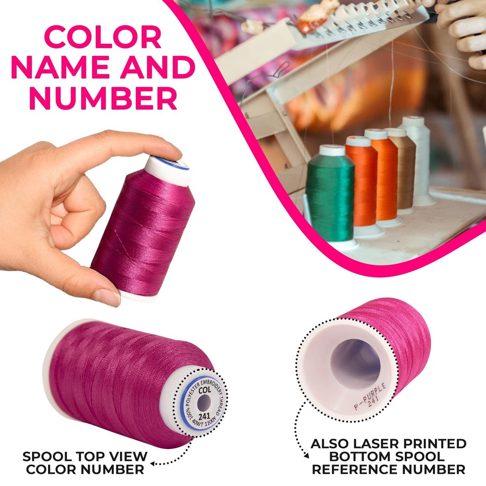 80 Spools Embroidery Sewing Machine Polyester Thread 120D/2 40weight Each Spo...