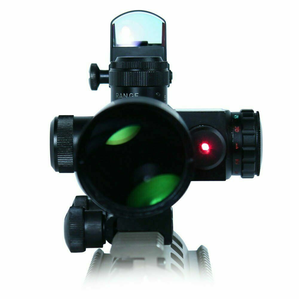 2.5-10X40 Rifle Scope with Red Laser & Mini Reflex 3 MOA Red Dot Sight