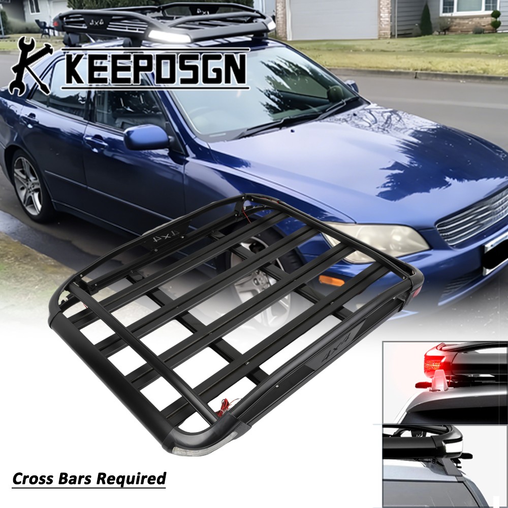 For Lexus IS250 IS350 Alu Top Roof Rack Cargo Carrier Basket Holder LED Lights