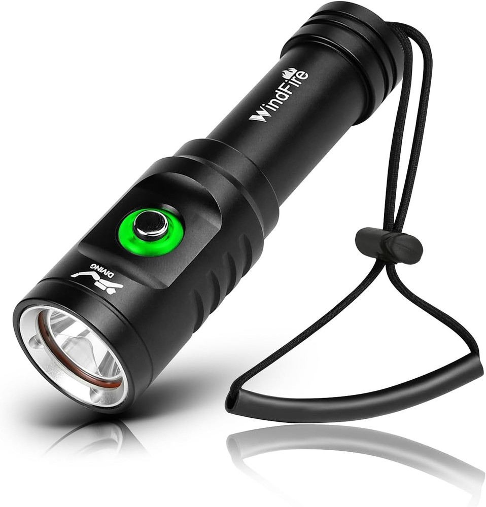 Dive Light Scuba Diving Flashlight, Super Bright Rechargeable Waterproof Torch w