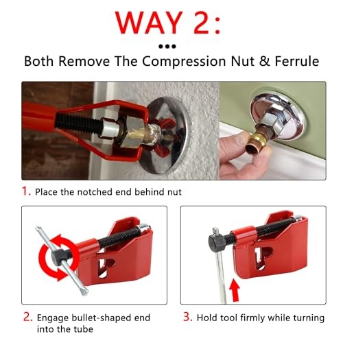 Compression Sleeve Puller Tool for Ferrule Puller for 1/2” Copper Water Red