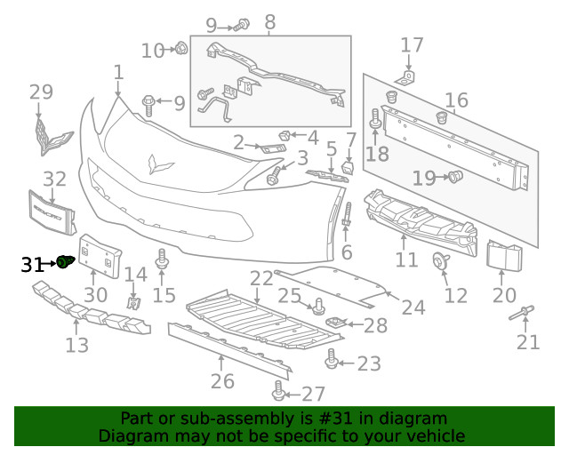 Genuine GM Front License Plate Bracket Retainer 23129614