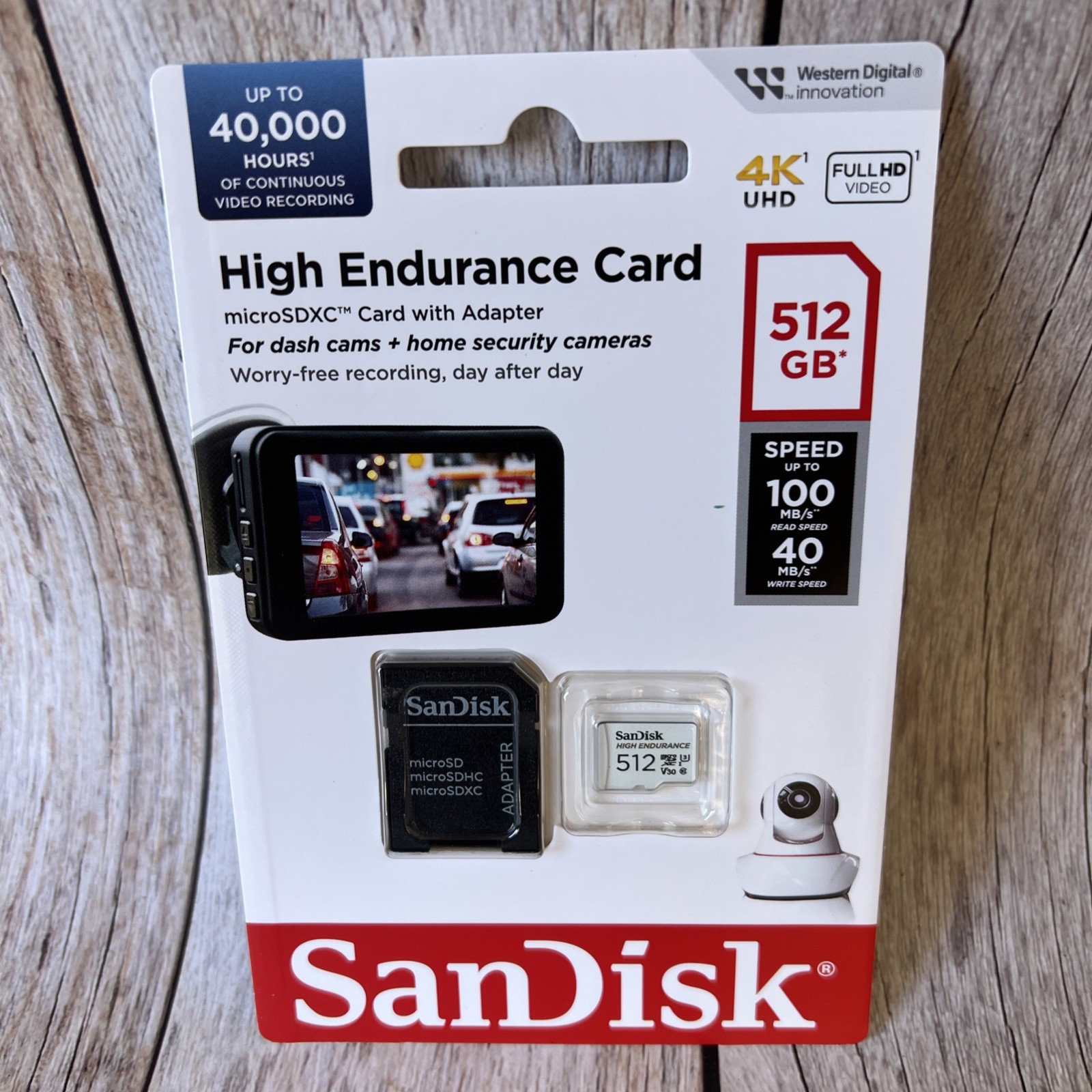 SanDisk 512GB High Endurance Video microSDXC Card with Adapter for Dash Cam
