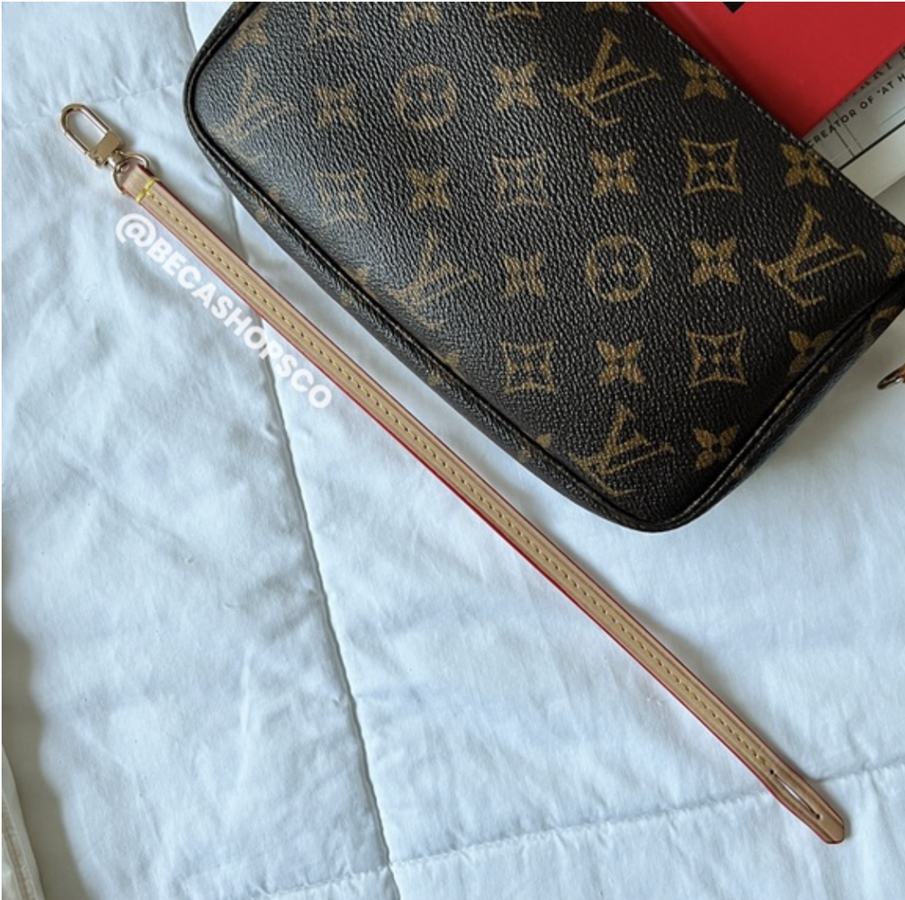Vachetta Short Leather Strap for Pochette Accessoires Mini Pouch Bag