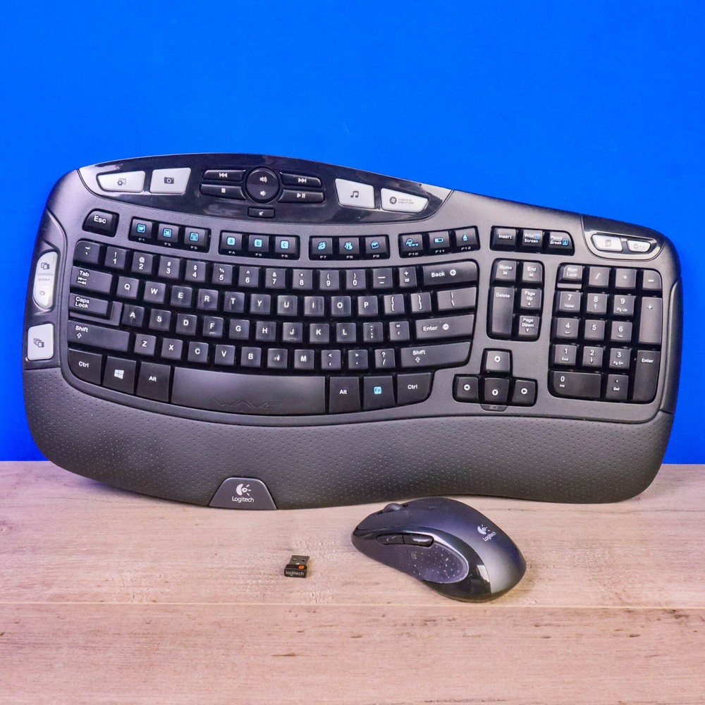Logitech Wireless Keyboard & Mouse Combo K350 + M510 Ergonomic Wave Design