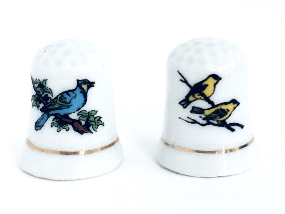 Porcelain Bird Thimble Set