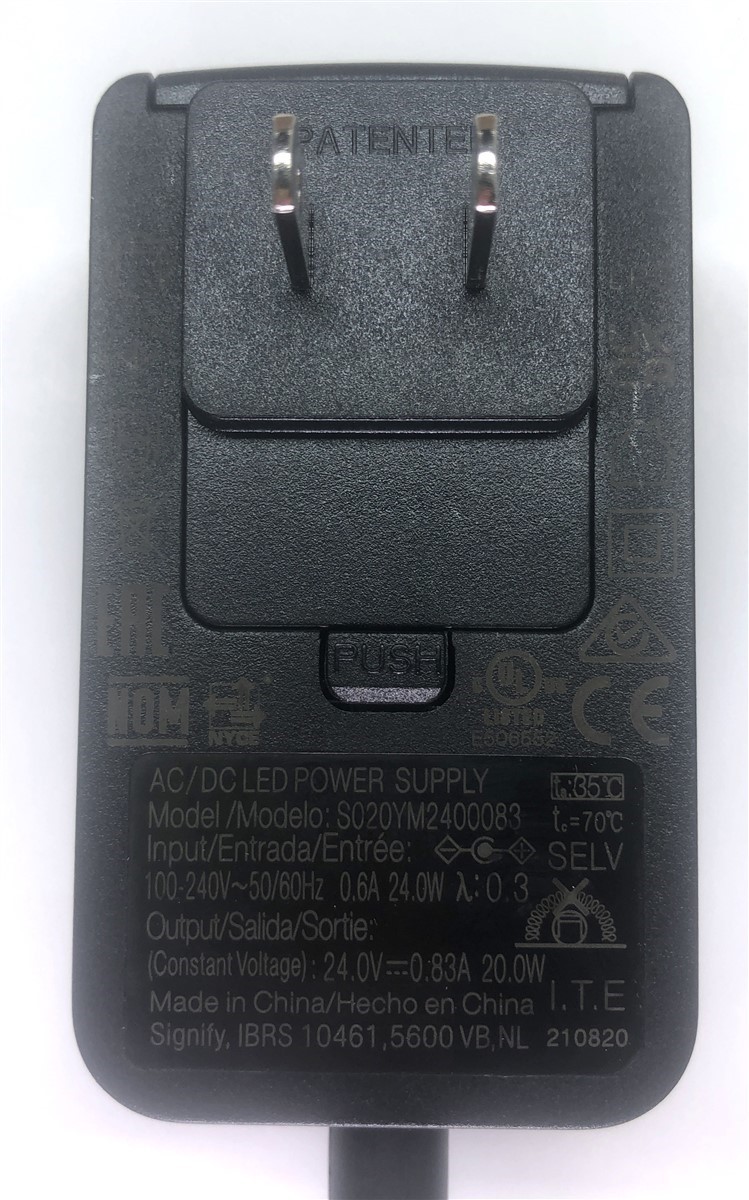 Genuine Philips Hue LED Light AC Adapter Power Supply S020YM2400083 24V .83A 20W