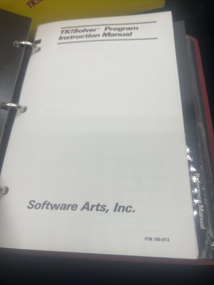 IBM PC Software: TK! SOLVER 1.2 From Software Arts DOS Vintage