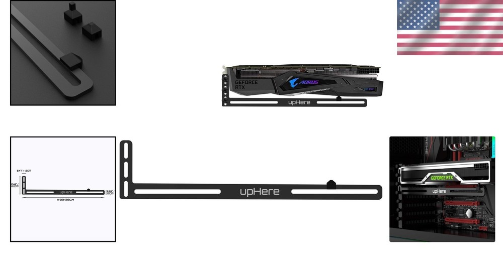 Aerospace Aluminum GPU Support - Black Bracket for Efficient Cooling