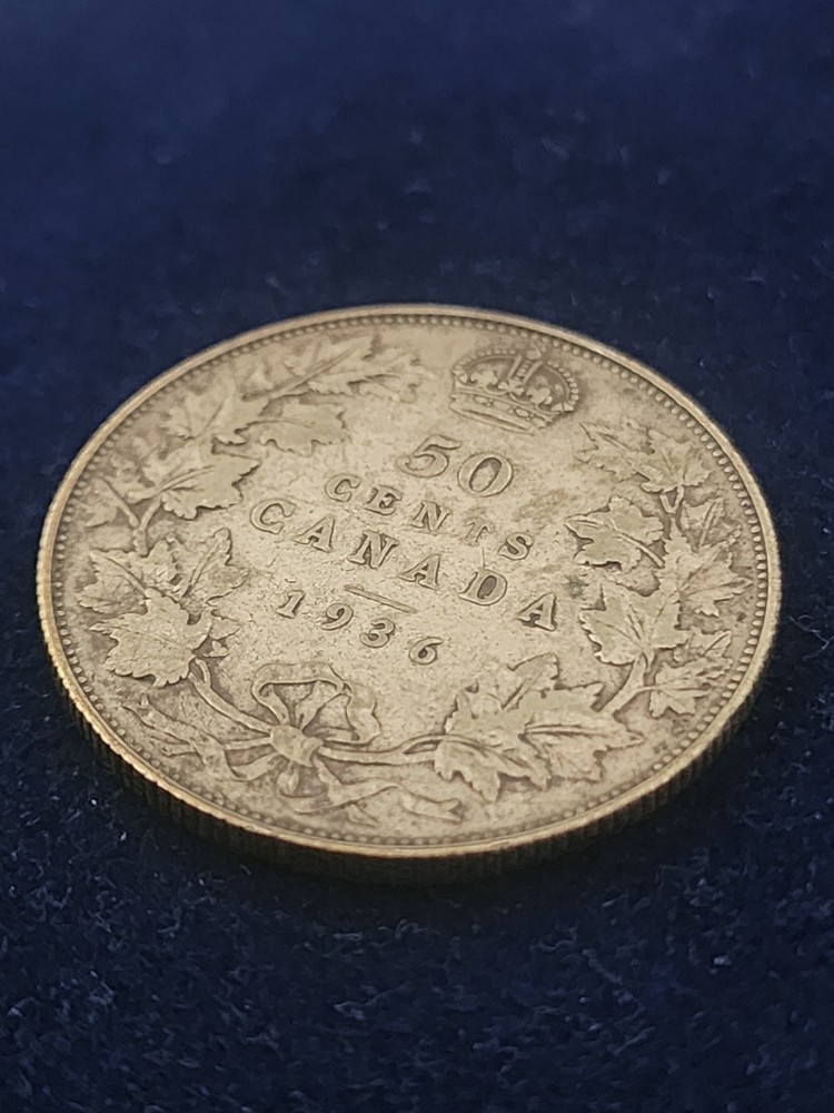 1936 Canadian 50 Cents Silver Coin