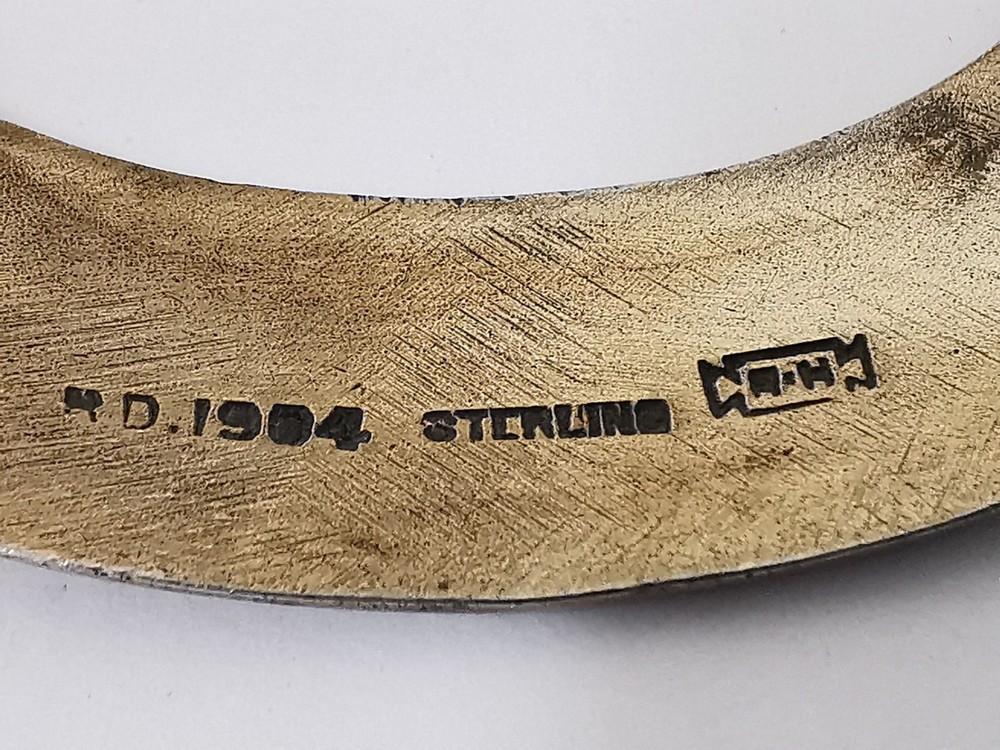 Large Vintage Solid Silver & Enamel Buckle Brooch