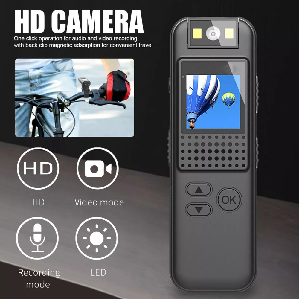 HD 1080P Camera W/0.9" LCD Screen 3-4H Playtime Multifunctional Installation