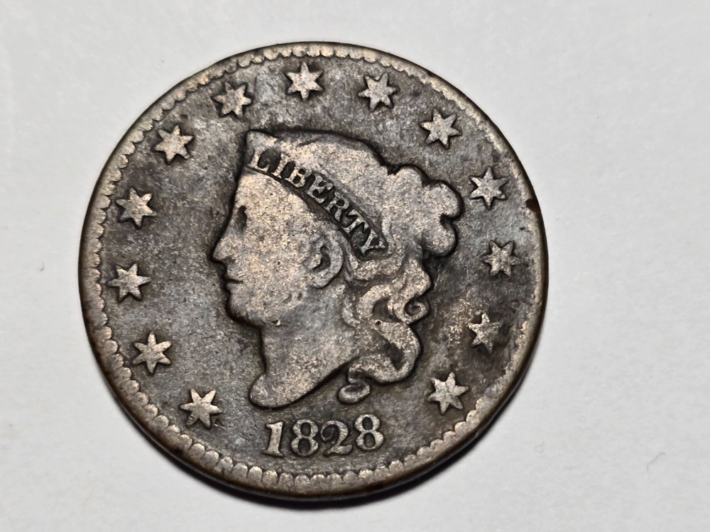 1828 LARGE CENT   (LARGE NARROW DATE)     VERY GOOD+