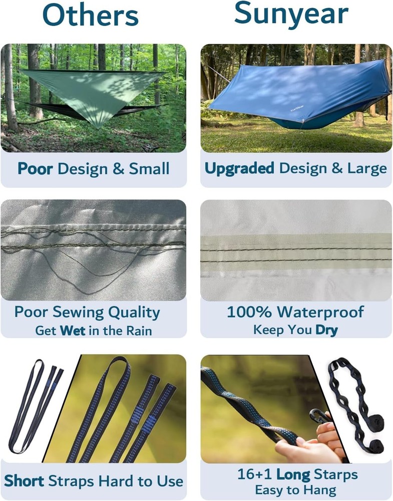 Camping Hammock, Portable Single/Double Hammock with Mosquito Net