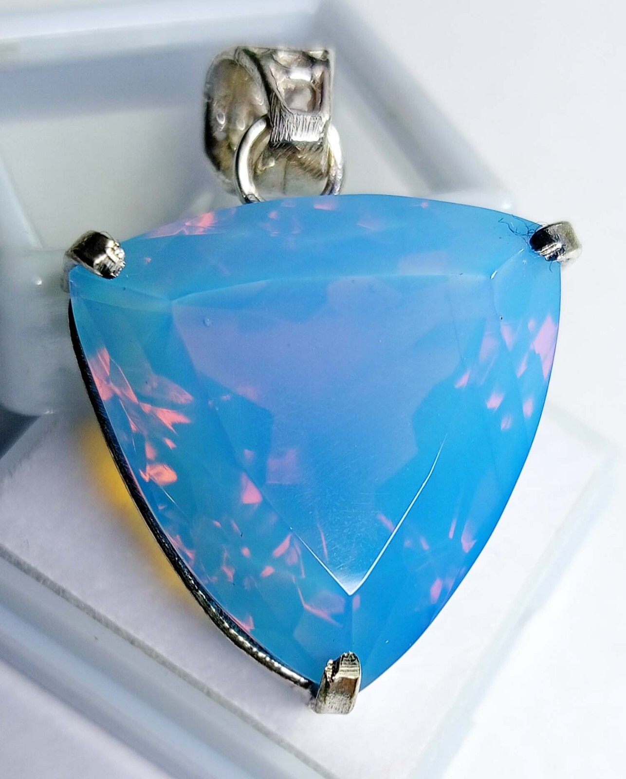 Trillion Cut Pendant 54.25 Ct Opal Blue Natural Loose Gemstone Locket Certified