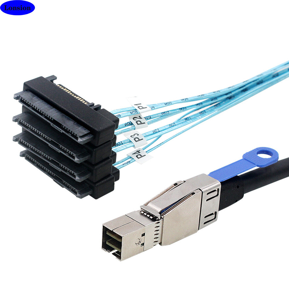 Mini SAS HD SFF-8644 to SFF-8482 29P 2-in-1 Array Card SATA Hard Disk Data Cable