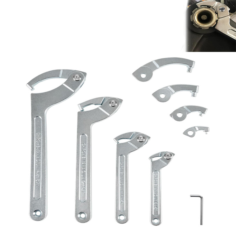 Adjustable Pin Spanner Wrench Tool Set 8 Pack Coilover Hook Wrenches for Collar