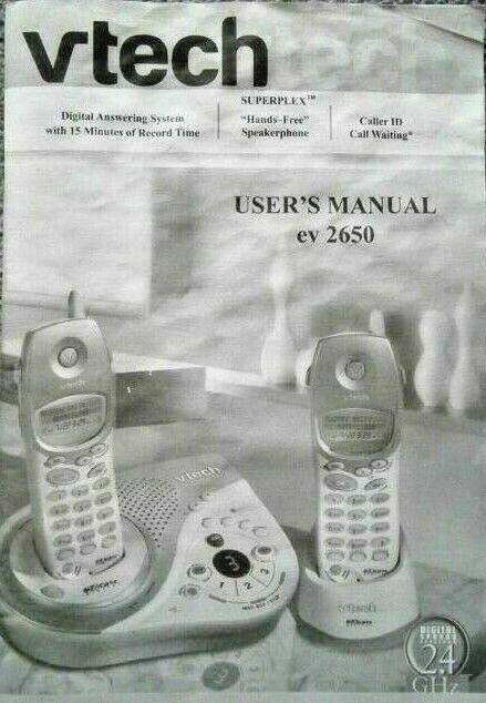 VTECH User's Manual for Model ev 2650 Cordless Phone System