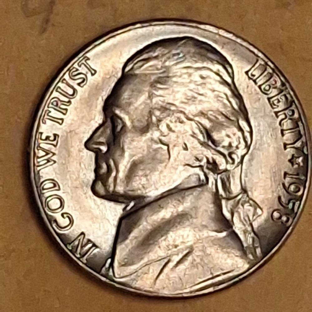 1958D Jefferson Nickel AU.