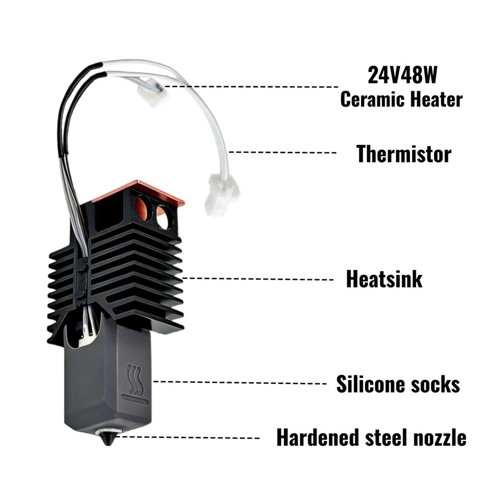 2-High Flowrate 3D Printer Hotend Kit Ceramic Block 0.2mm For Snapmaker U1