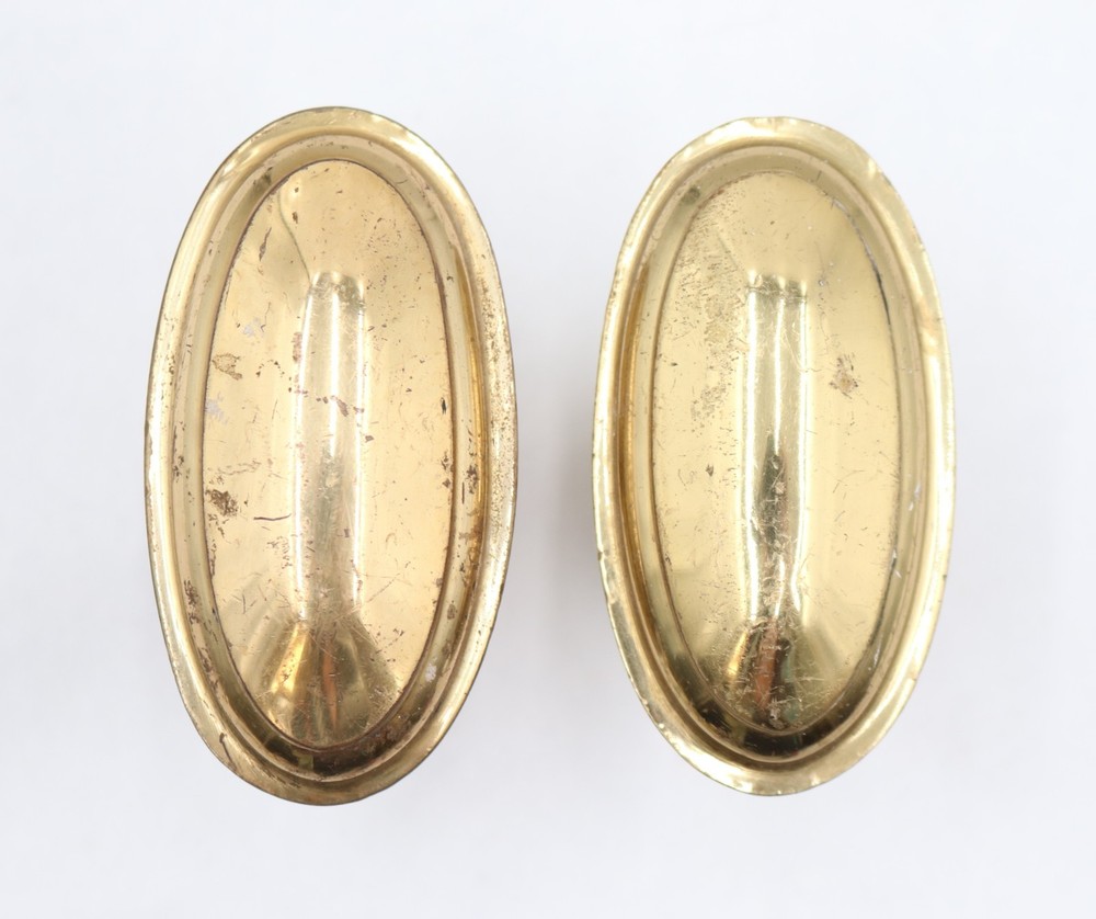 Pair of Reclaimed Cast Brass Oval Entry Door Knobs