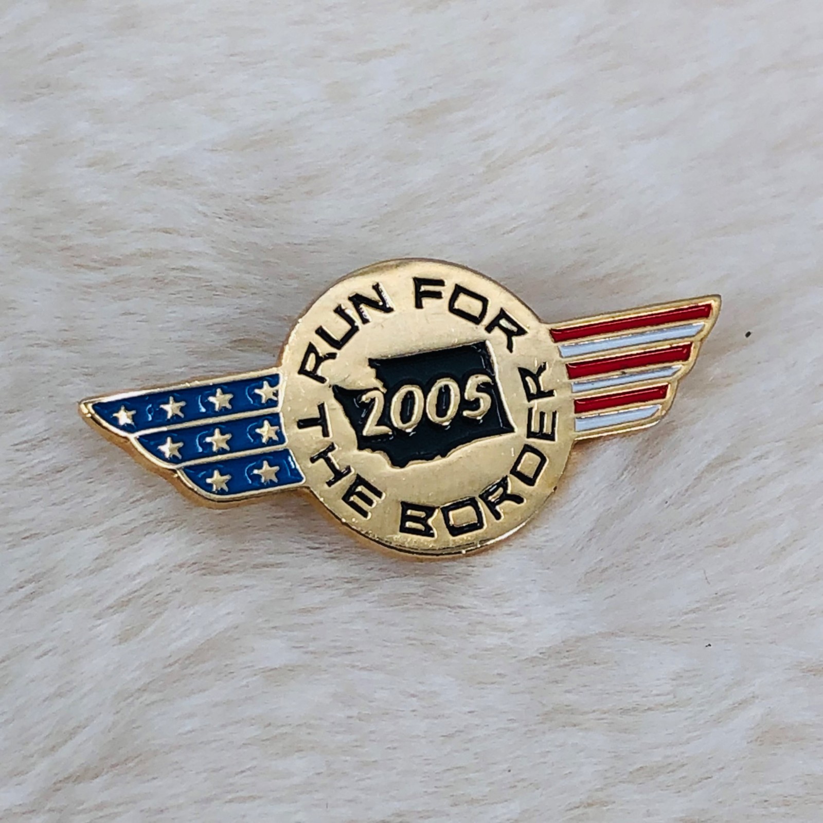 2005 Run for the Border Washington Motorcycle Ride Enamel Wings Lapel Pin