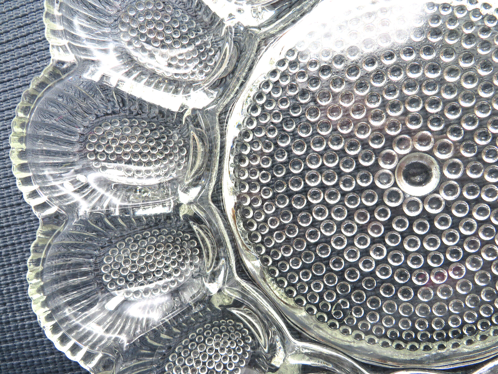 Indiana Glass Hobnail Clear Pattern Deviled Egg Plate 11 1/4"