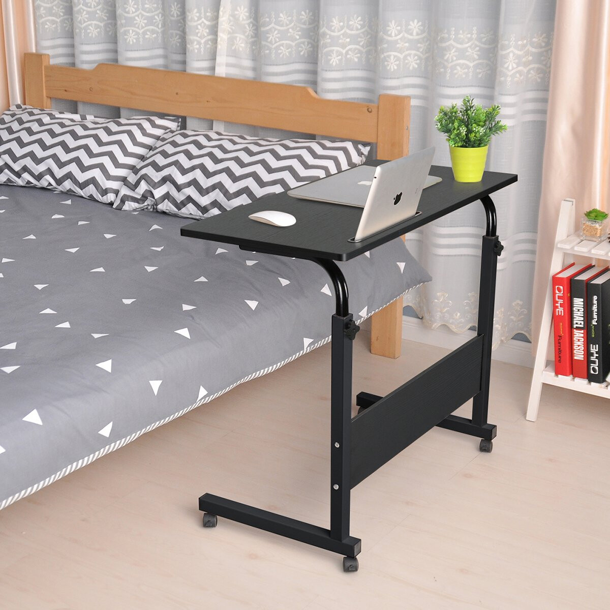 Rolling Laptop Desk Adjustable Notebook Computer Stand Bed Sofa Table Food Tray