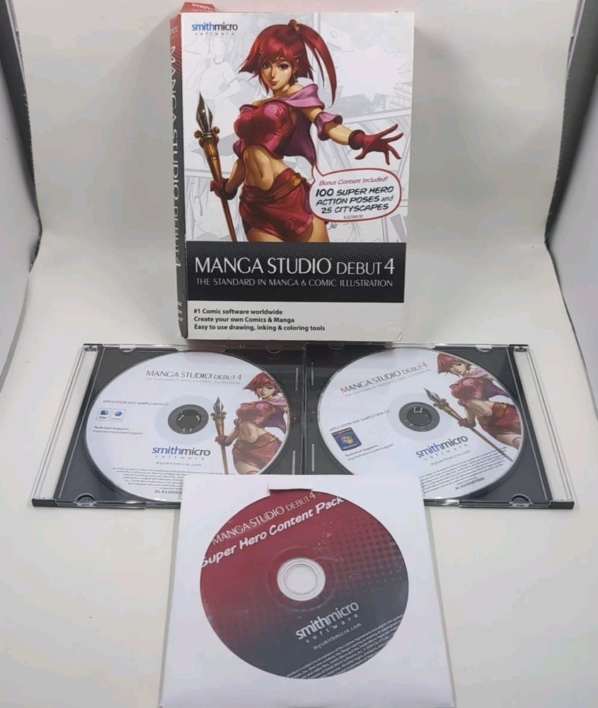 Manga Studio Debut 4 + Super Hero Pack Add-on COMPLETE PC & Mac Animator