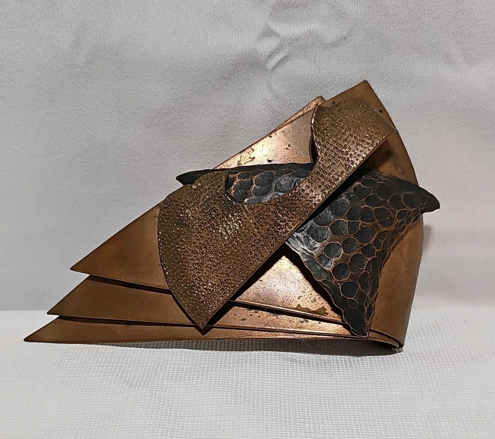 Large MCM Free Form  Solid Copper Pin Brooch   Rare Unique